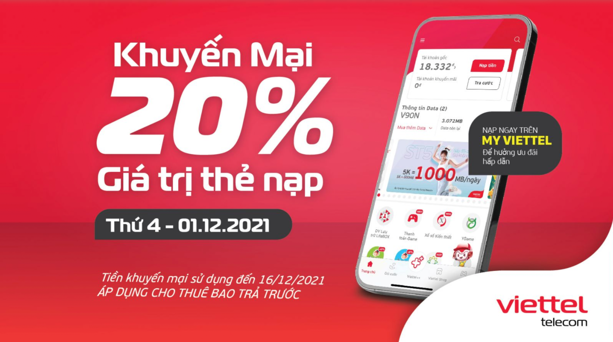 khuyến mãi thẻ nạp ngày 1/12
